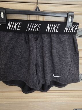 Nike Women's Dark Gray Performance Shorts with Branded Waistband